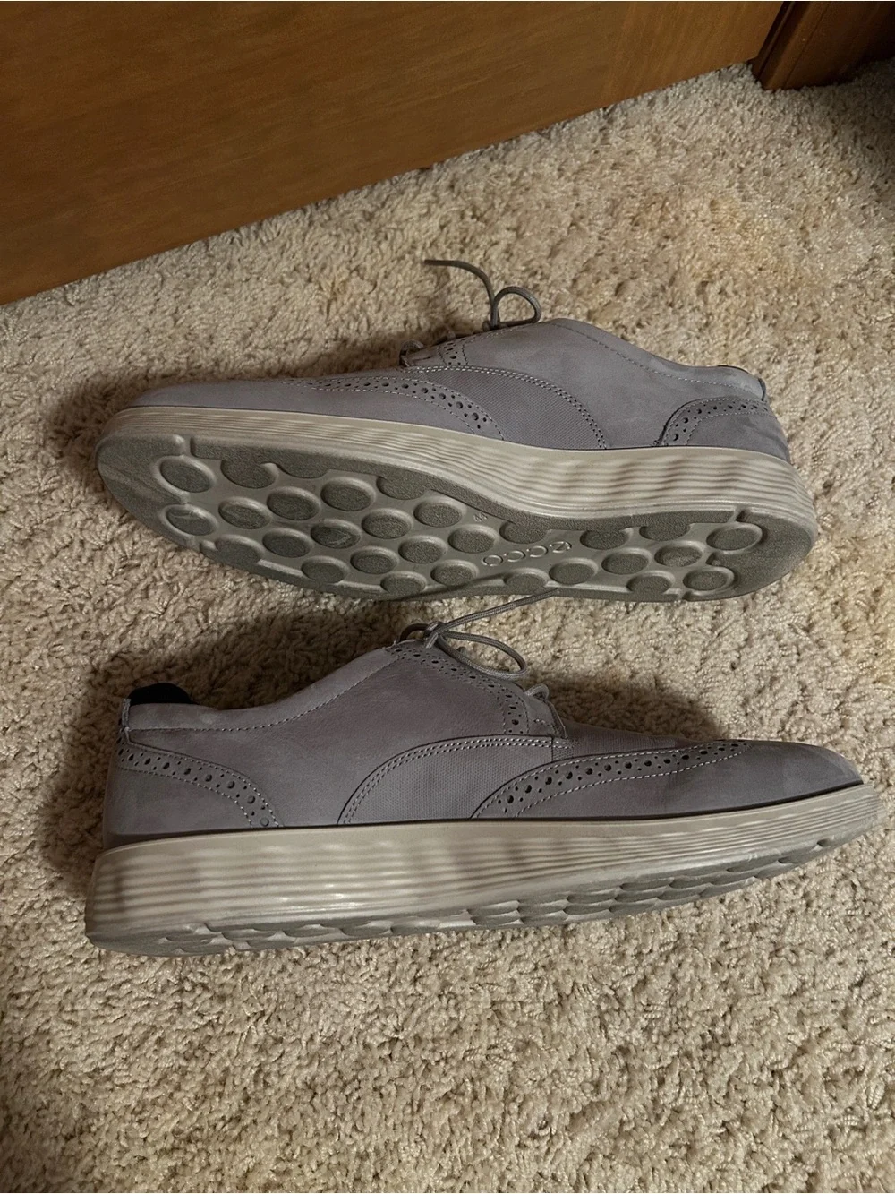 ECCO Men’s S Lite Hybrid Brogue Shoes Grey Oxford Wingtip EU 47 US Size 10